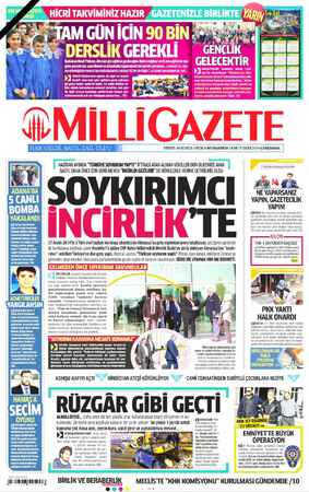 Milli Gazete sayfa 1