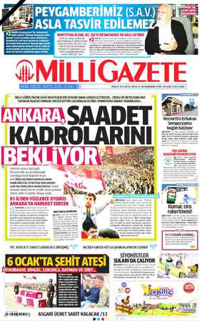 Milli Gazete sayfa 1