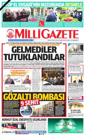 Milli Gazete sayfa 1