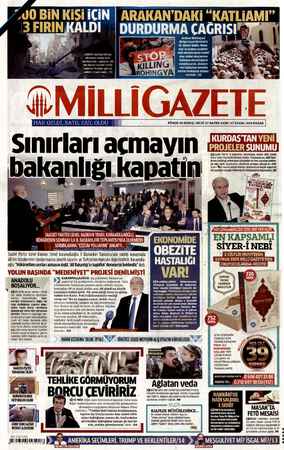 Milli Gazete sayfa 1