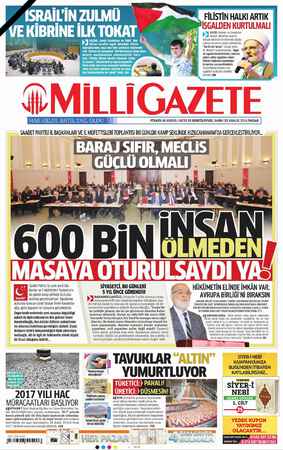 Milli Gazete sayfa 1