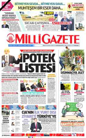 Milli Gazete sayfa 1