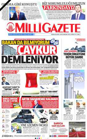 Milli Gazete sayfa 1