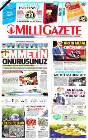 Milli Gazete sayfa 1