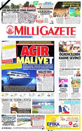 Milli Gazete sayfa 1