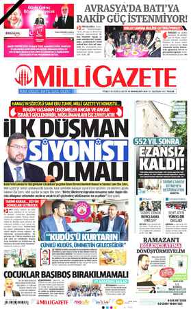 Milli Gazete sayfa 1