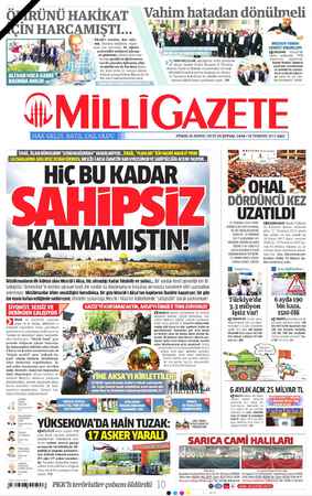 Milli Gazete sayfa 1