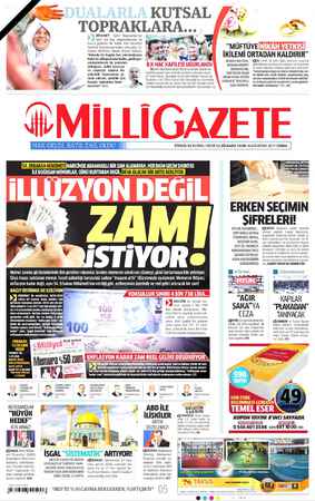 Milli Gazete sayfa 1