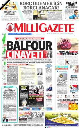 Milli Gazete sayfa 1