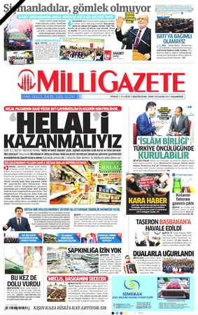 Milli Gazete sayfa 1