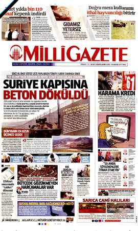 Milli Gazete sayfa 1