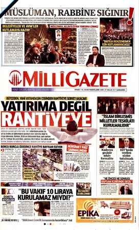 Milli Gazete sayfa 1