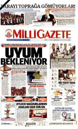 Milli Gazete sayfa 1