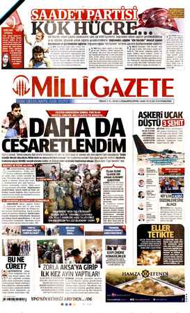 Milli Gazete sayfa 1