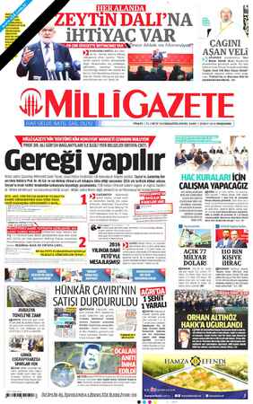 Milli Gazete sayfa 1