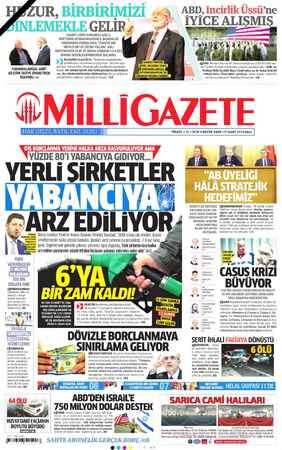 Milli Gazete sayfa 1