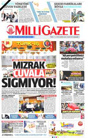 Milli Gazete sayfa 1