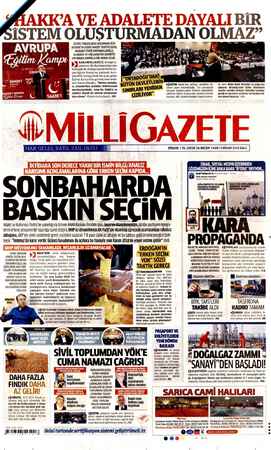 Milli Gazete sayfa 1