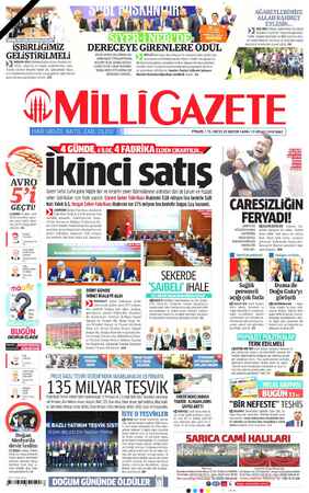 Milli Gazete sayfa 1