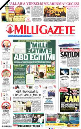 Milli Gazete sayfa 1