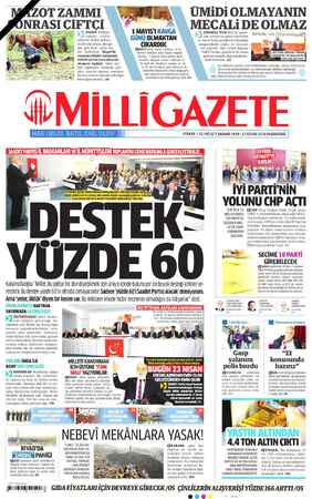 Milli Gazete sayfa 1