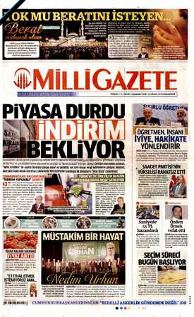 Milli Gazete sayfa 1