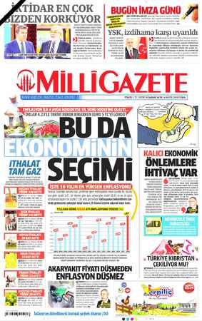 Milli Gazete sayfa 1