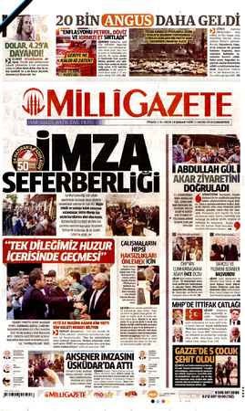 Milli Gazete sayfa 1