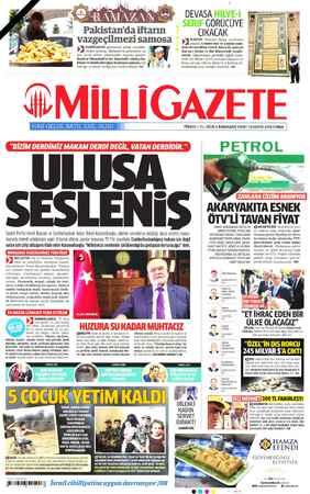 Milli Gazete sayfa 1