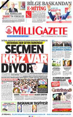 Milli Gazete sayfa 1