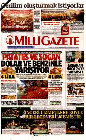 Milli Gazete sayfa 1