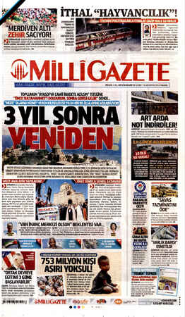 Milli Gazete sayfa 1