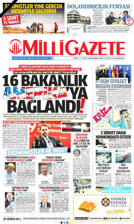 Milli Gazete sayfa 1