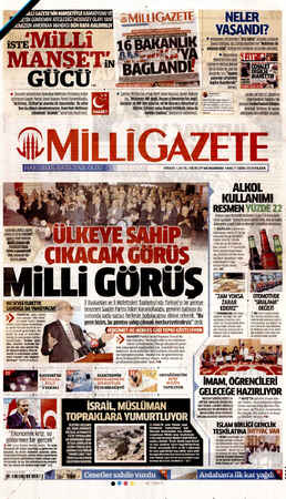 Milli Gazete sayfa 1