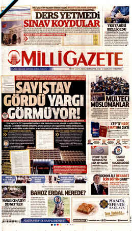 Milli Gazete sayfa 1