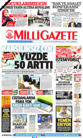 Milli Gazete sayfa 1