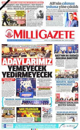 Milli Gazete sayfa 1