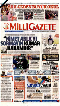 Milli Gazete sayfa 1