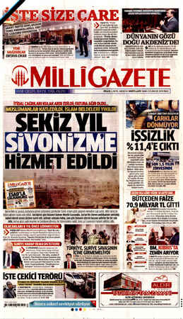 Milli Gazete sayfa 1