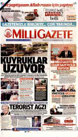 Milli Gazete sayfa 1