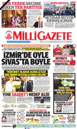 Milli Gazete sayfa 1