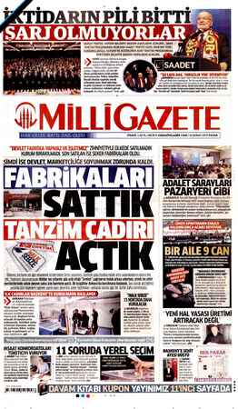 Milli Gazete sayfa 1