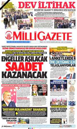    İ MİLLİ Gazeteye açıklamalarda bulunan Be- şiri Belediye Başkan Adayı Sait Karabu- lut, “AKP'den bir dönem belediye...