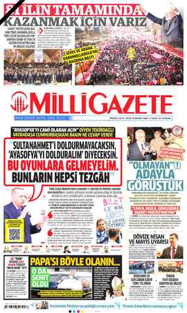 Milli Gazete sayfa 1