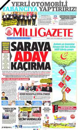 Milli Gazete sayfa 1