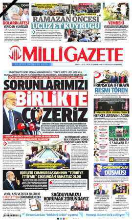 Milli Gazete sayfa 1