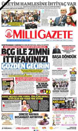 Milli Gazete sayfa 1