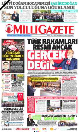 Milli Gazete sayfa 1