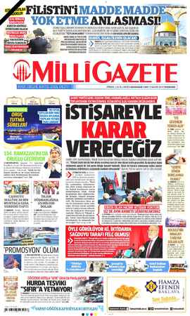 Milli Gazete sayfa 1