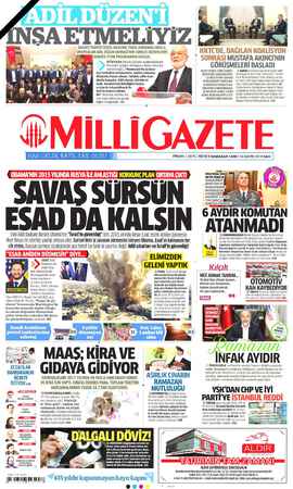 Milli Gazete sayfa 1